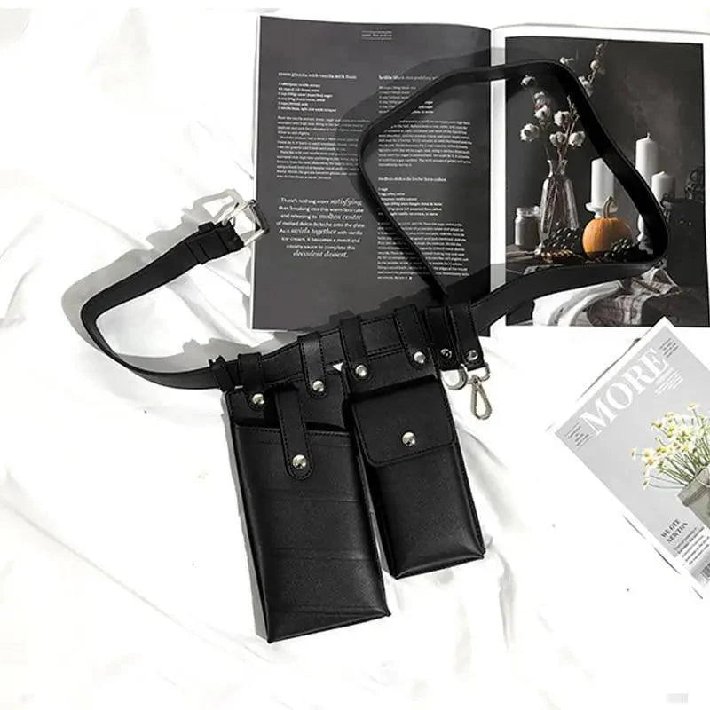 Sac banane de luxe en cuir pour femmes, sac à bandoulière rétro noir, sac de soirée pour femmes et filles