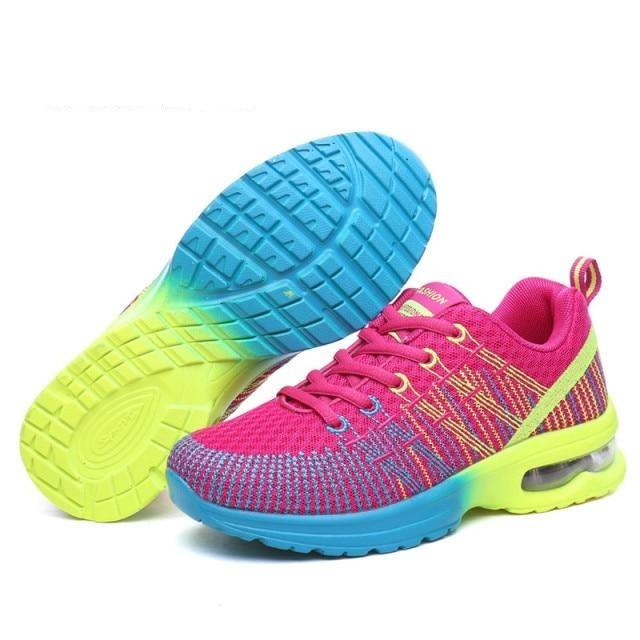 Chaussures de course légères pour femmes, chaussures de sport d'extérieur, maille respirante, coussin d'air confortable, baskets à lacets, baskets de sport pour femmes, chaussures de course d'entraînement