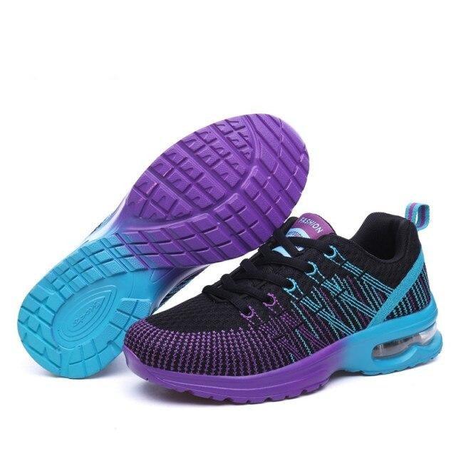 Chaussures de course légères pour femmes, chaussures de sport d'extérieur, maille respirante, coussin d'air confortable, baskets à lacets, baskets de sport pour femmes, chaussures de course d'entraînement