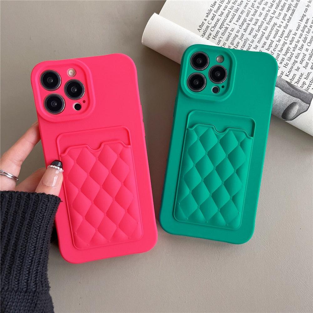 Fashion Femme Luxe Motif Étui Portefeuille Pour iPhone 14 11 12 13 Pro Max Housse en Silicone Souple avec Porte-Cartes Housse en Silicone avec Porte-Cartes Compatible avec iPhone