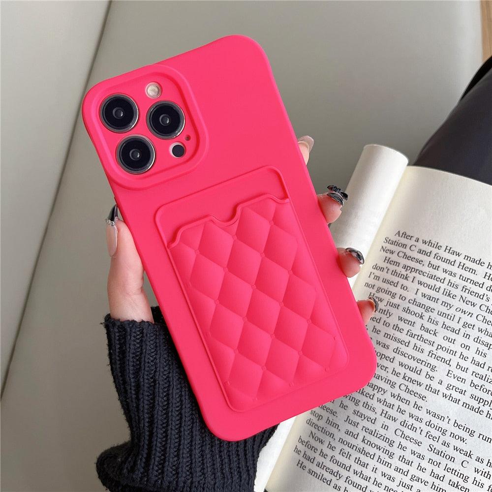 Fashion Femme Luxe Motif Étui Portefeuille Pour iPhone 14 11 12 13 Pro Max Housse en Silicone Souple avec Porte-Cartes Housse en Silicone avec Porte-Cartes Compatible avec iPhone