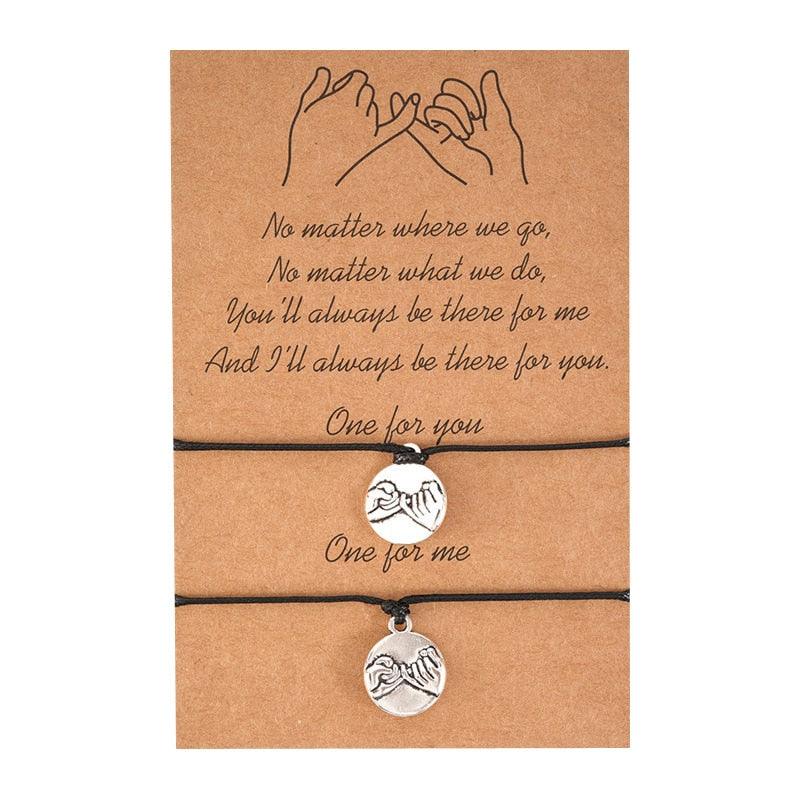Bracelet Promesse d'Amitié pour Femme, Breloque Promesse du Petit Doigt, Meilleur Ami à Distance, Bracelets d'Amitié Assortis, Cadeau pour Amie Mère Couple Famille Femme Adolescente
