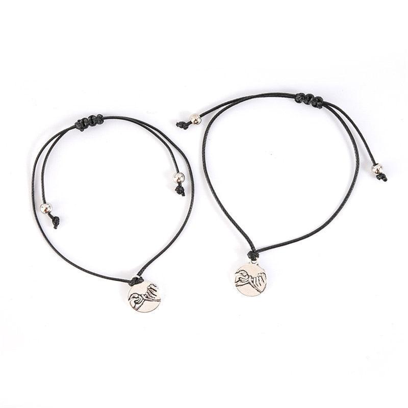 Bracelet Promesse d'Amitié pour Femme, Breloque Promesse du Petit Doigt, Meilleur Ami à Distance, Bracelets d'Amitié Assortis, Cadeau pour Amie Mère Couple Famille Femme Adolescente