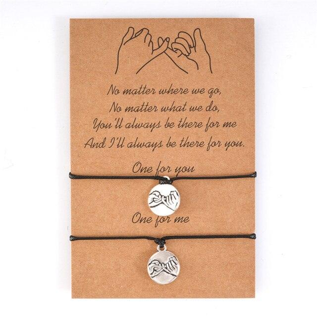 Bracelet Promesse d'Amitié pour Femme, Breloque Promesse du Petit Doigt, Meilleur Ami à Distance, Bracelets d'Amitié Assortis, Cadeau pour Amie Mère Couple Famille Femme Adolescente