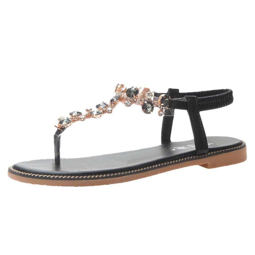 Sandales Femme Tendance Luxe Plage Plateforme Chaussures Femme Légères Respirantes Strass Sandales Plates Femme Tongs Bijoux