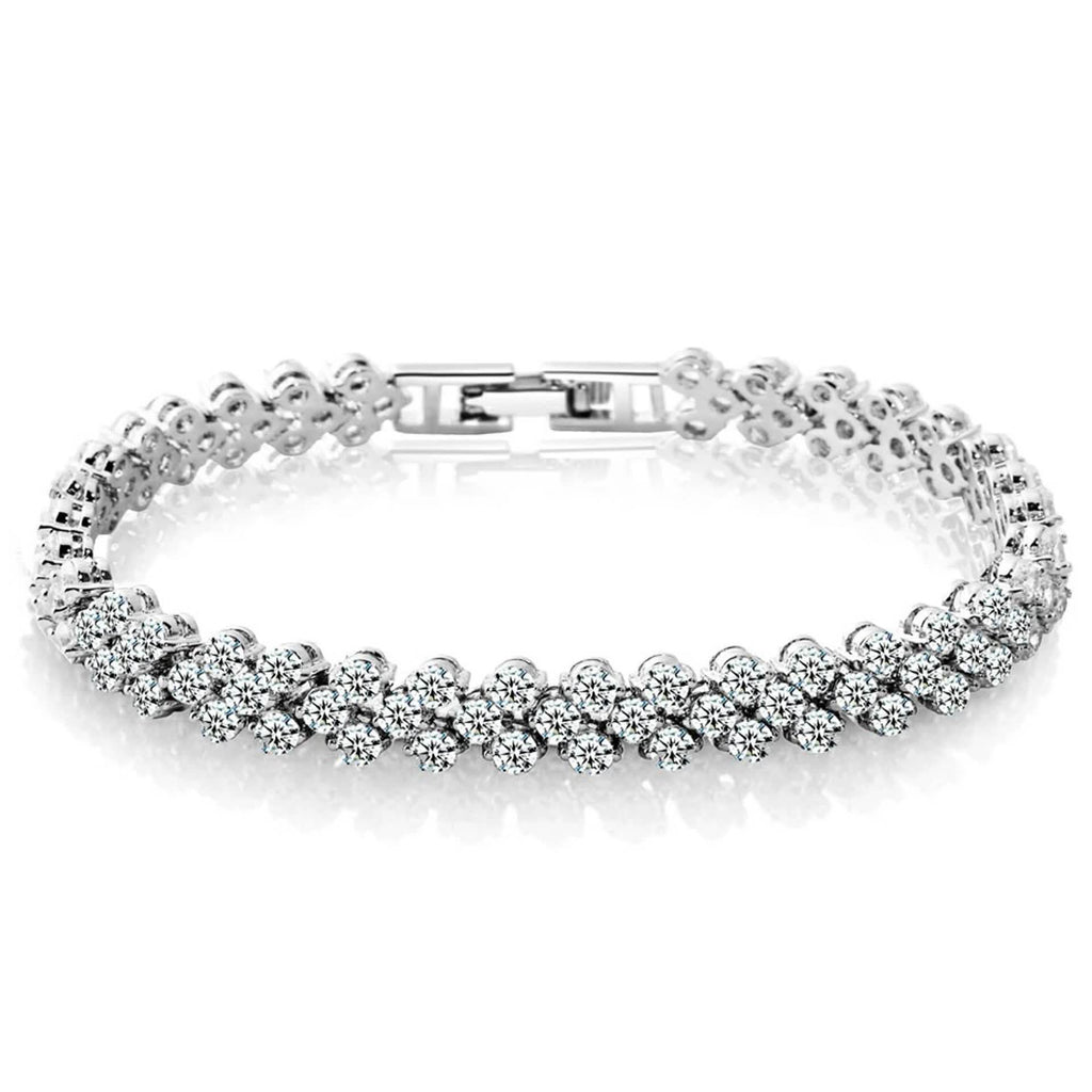 Bracelet à breloques en argent avec cristaux et diamants pour femme