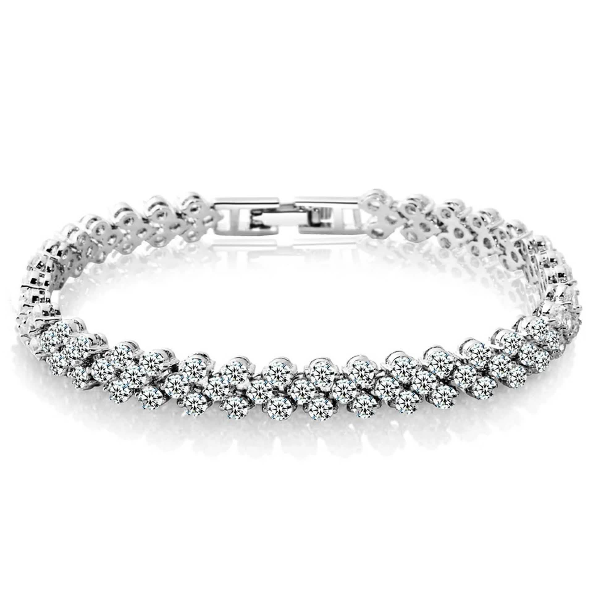 Bracelet à breloques en argent avec cristaux et diamants pour femme