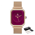 Montre Femme Tendance Bracelet Cuir Blanc Minimaliste Rectangulaire Montre-Bracelet Quartz habillée pour Dames Montre-Bracelet Tendance en Cuir Cadran Simple Élégant Rectangulaire Analogique Quartz Montre Habillée