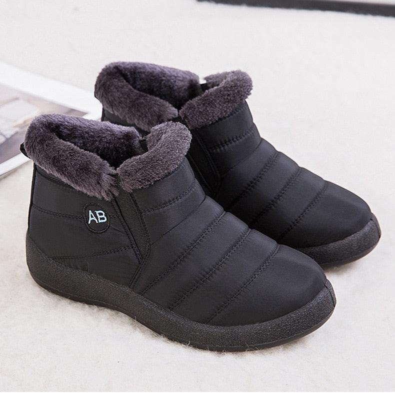 Bottes Imperméables Femme Bottes de Neige d'Hiver Décontractées Légères Cheville Chaude Bottes d'Hiver Fourrées Chaussures Confortables pour Femme