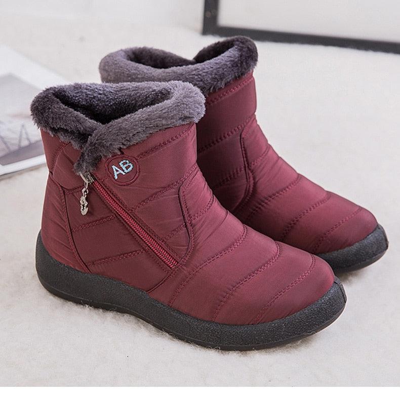 Bottes Imperméables Femme Bottes de Neige d'Hiver Décontractées Légères Cheville Chaude Bottes d'Hiver Fourrées Chaussures Confortables pour Femme