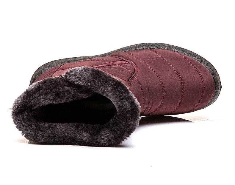 Bottes Imperméables Femme Bottes de Neige d'Hiver Décontractées Légères Cheville Chaude Bottes d'Hiver Fourrées Chaussures Confortables pour Femme