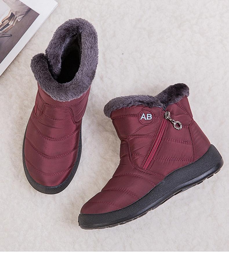 Bottes Imperméables Femme Bottes de Neige d'Hiver Décontractées Légères Cheville Chaude Bottes d'Hiver Fourrées Chaussures Confortables pour Femme