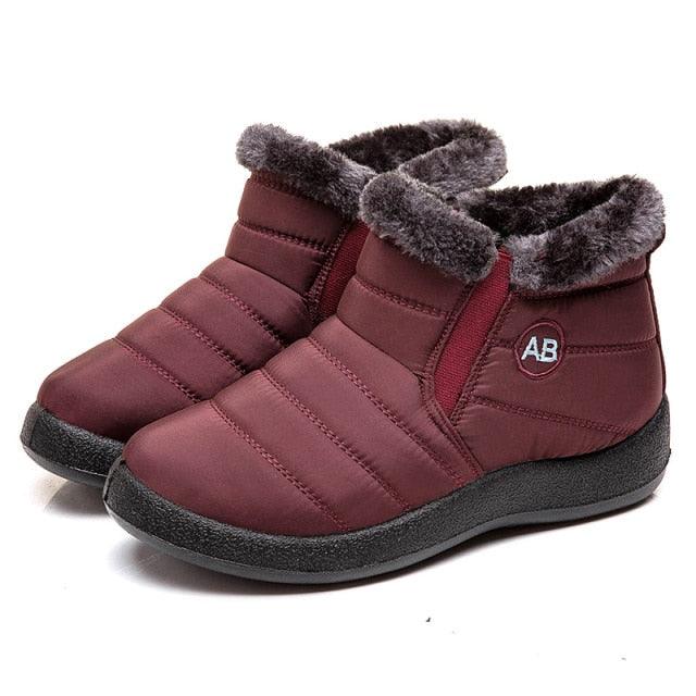 Bottes Imperméables Femme Bottes de Neige d'Hiver Décontractées Légères Cheville Chaude Bottes d'Hiver Fourrées Chaussures Confortables pour Femme