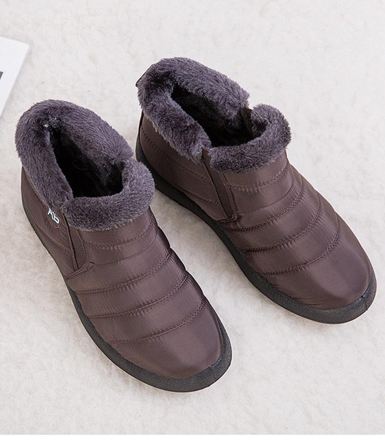 Bottes Imperméables Femme Bottes de Neige d'Hiver Décontractées Légères Cheville Chaude Bottes d'Hiver Fourrées Chaussures Confortables pour Femme