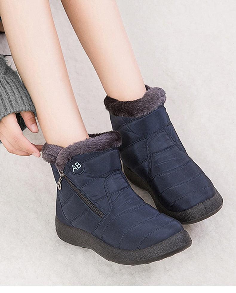 Bottes Imperméables Femme Bottes de Neige d'Hiver Décontractées Légères Cheville Chaude Bottes d'Hiver Fourrées Chaussures Confortables pour Femme
