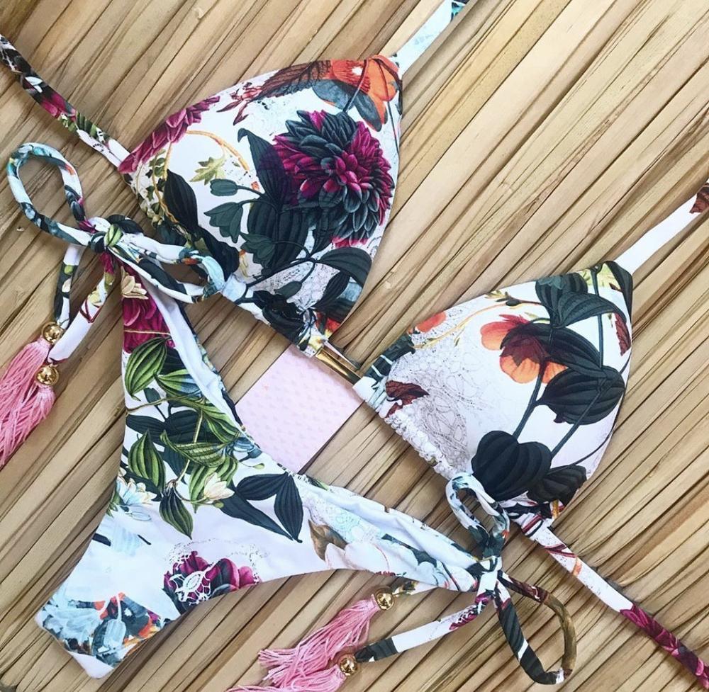Maillot de bain bikini à la mode pour femme Ensemble de bikini pour femme Nœud Push Up Maillot de bain Confortable Été Maillot de bain string côtelé à nouer pour femme Maillot de bain string à lacets
