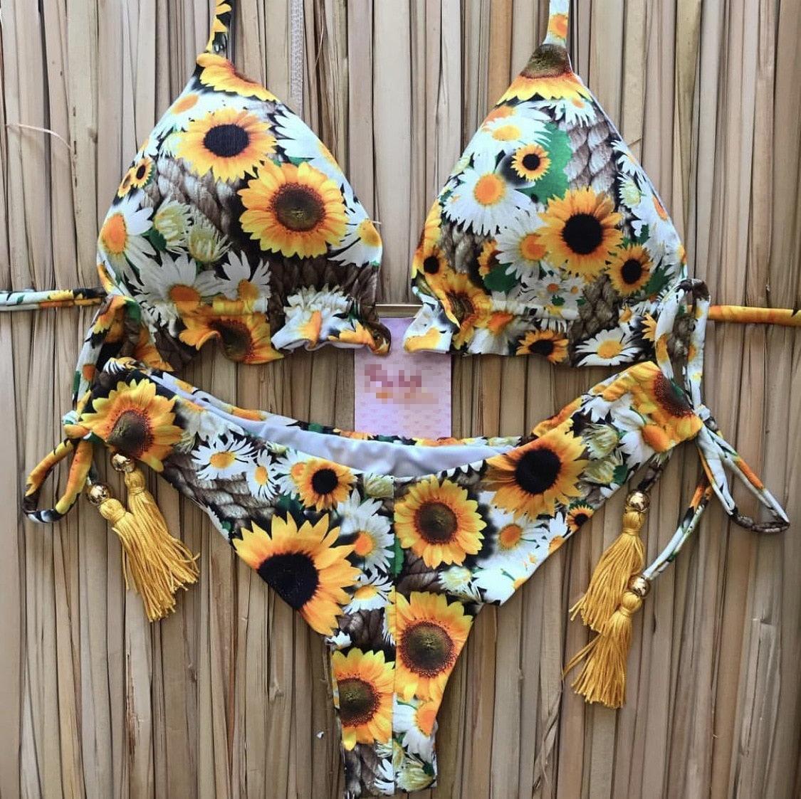 Maillot de bain bikini à la mode pour femme Ensemble de bikini pour femme Nœud Push Up Maillot de bain Confortable Été Maillot de bain string côtelé à nouer pour femme Maillot de bain string à lacets