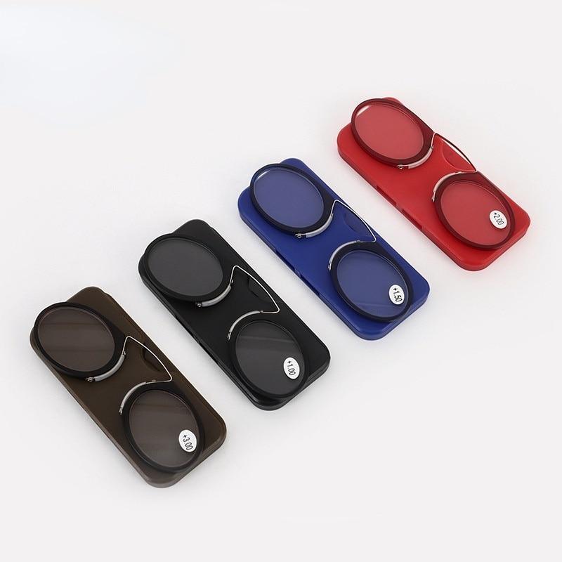 Lunettes de lecture Mini Clip de nez à coller, design tendance, avec mini étui pliant, pour hommes, ultralégères, montures légères