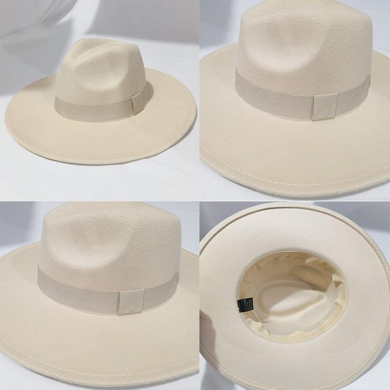 Chapeaux Fedora Tendance pour Femmes Casquettes de Soirée à Large Bord Chapeaux Fedora pour Femmes Chapeau Fedora Élégant à Large Bord Chapeau de Mariage pour Hommes Ceinture Chaude Style Rétro 56-58cm