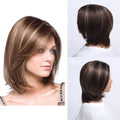 Perruque Synthétique Courte Pixie Cut à Frange Droite, Tendance et À la Mode, Marron Mélangé, Naturelle et Complète pour Femmes Noires, Cadeaux pour Amies