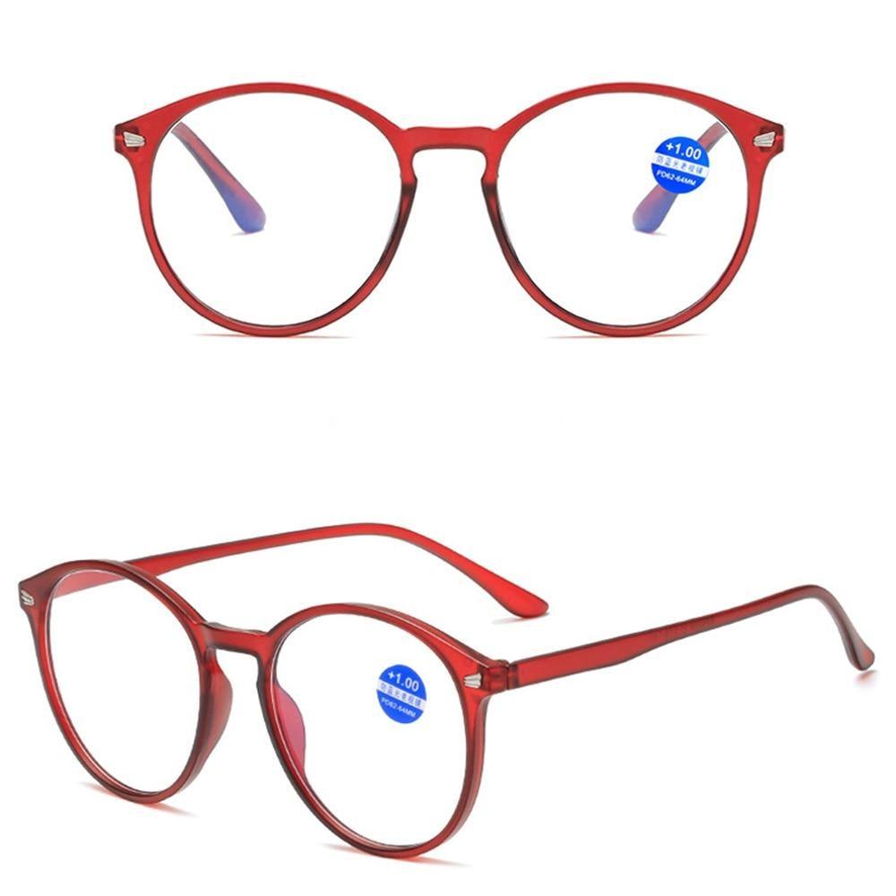 Lunettes de Lecture Rondes Tendance Femme et Homme Monture Ultralégère Anti-Lumière Bleue Unisexe Lunettes de Vue Élégantes Verres Transparents Dioptries +1+1.5+2+2.5+3+3.5+4