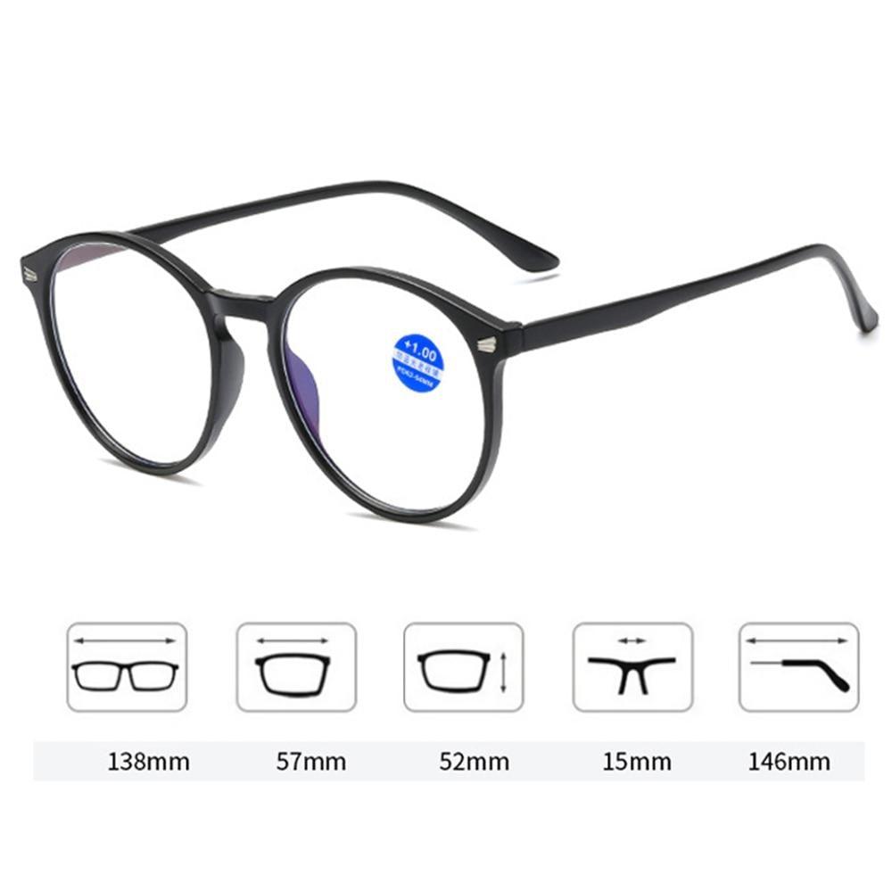 Lunettes de Lecture Rondes Tendance Femme et Homme Monture Ultralégère Anti-Lumière Bleue Unisexe Lunettes de Vue Élégantes Verres Transparents Dioptries +1+1.5+2+2.5+3+3.5+4