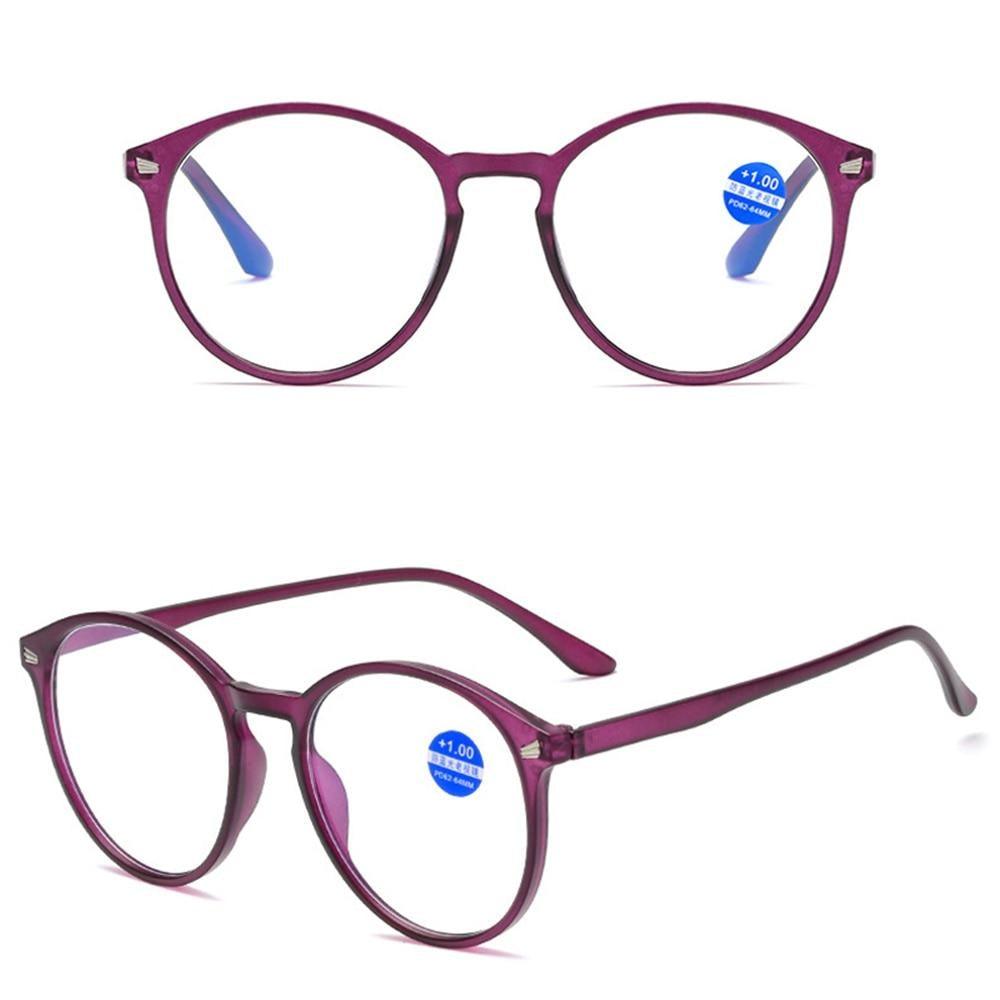 Lunettes de Lecture Rondes Tendance Femme et Homme Monture Ultralégère Anti-Lumière Bleue Unisexe Lunettes de Vue Élégantes Verres Transparents Dioptries +1+1.5+2+2.5+3+3.5+4