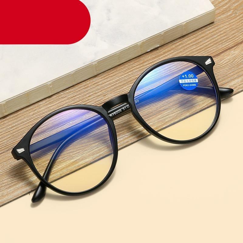 Lunettes de Lecture Rondes Tendance Femme et Homme Monture Ultralégère Anti-Lumière Bleue Unisexe Lunettes de Vue Élégantes Verres Transparents Dioptries +1+1.5+2+2.5+3+3.5+4