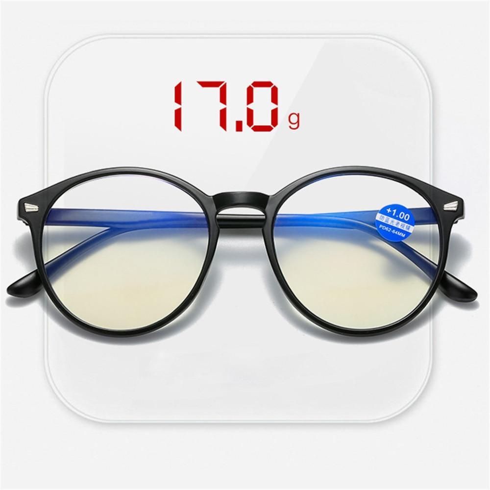 Lunettes de Lecture Rondes Tendance Femme et Homme Monture Ultralégère Anti-Lumière Bleue Unisexe Lunettes de Vue Élégantes Verres Transparents Dioptries +1+1.5+2+2.5+3+3.5+4