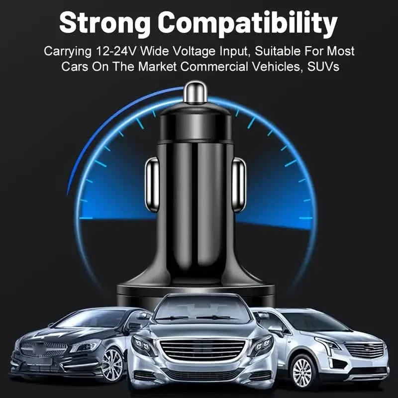 Chargeur de voiture 6 ports à charge rapide avec 4 USB + 2 Type-C 40W QC3.0