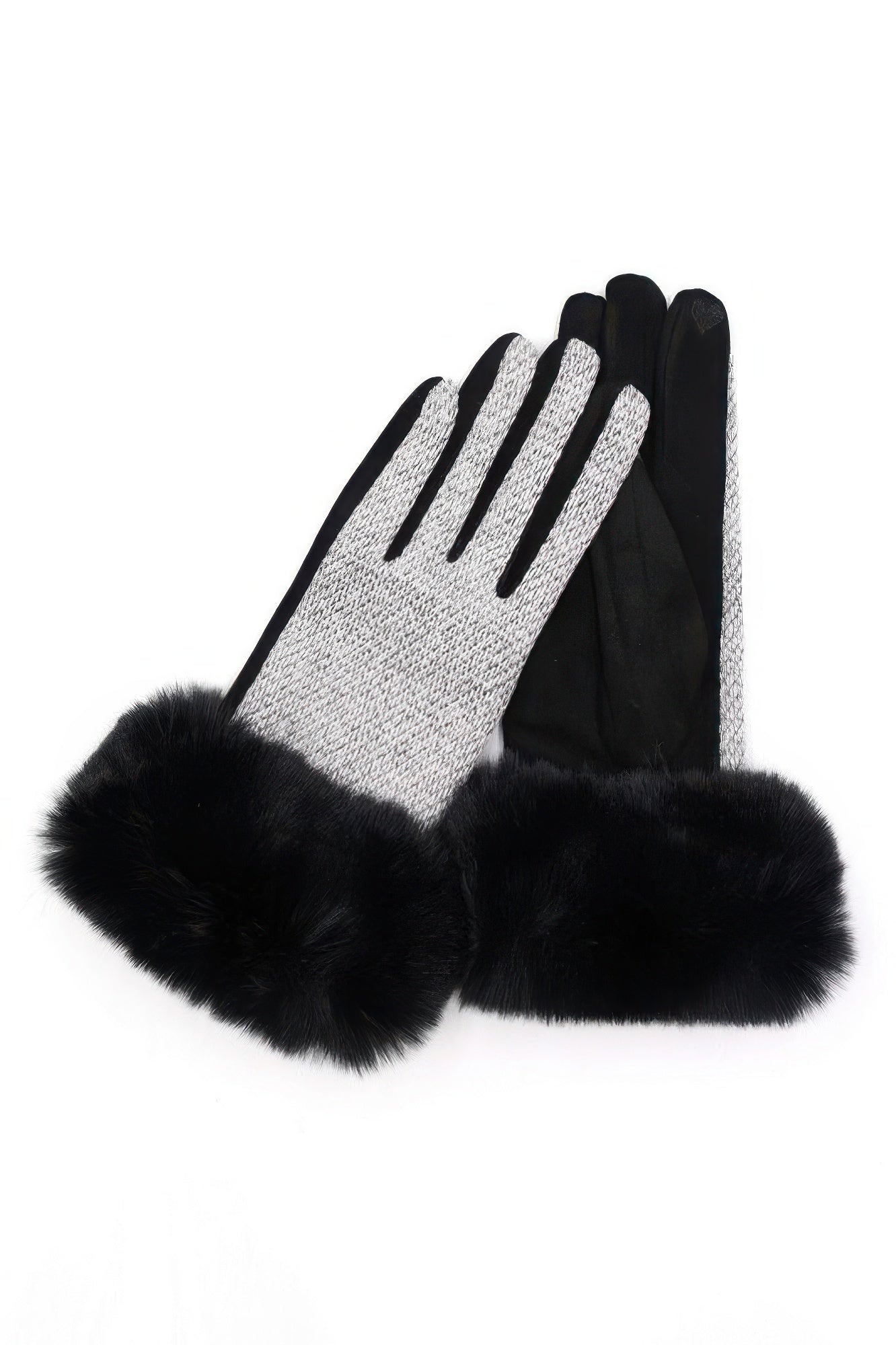 Gants Smart Touch en fausse fourrure et couleurs mélangées