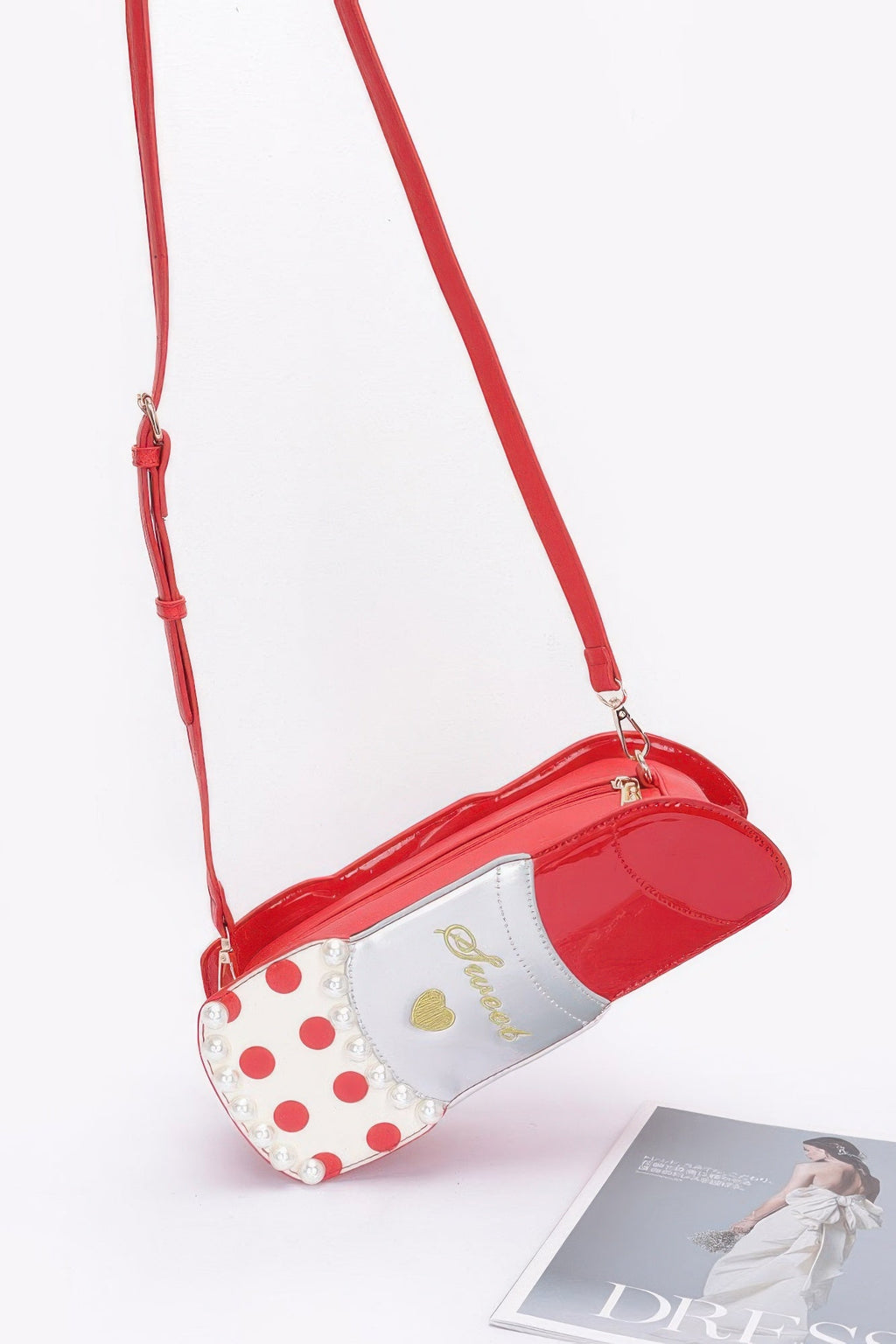 Sac fantaisie en similicuir en forme de rouge à lèvres