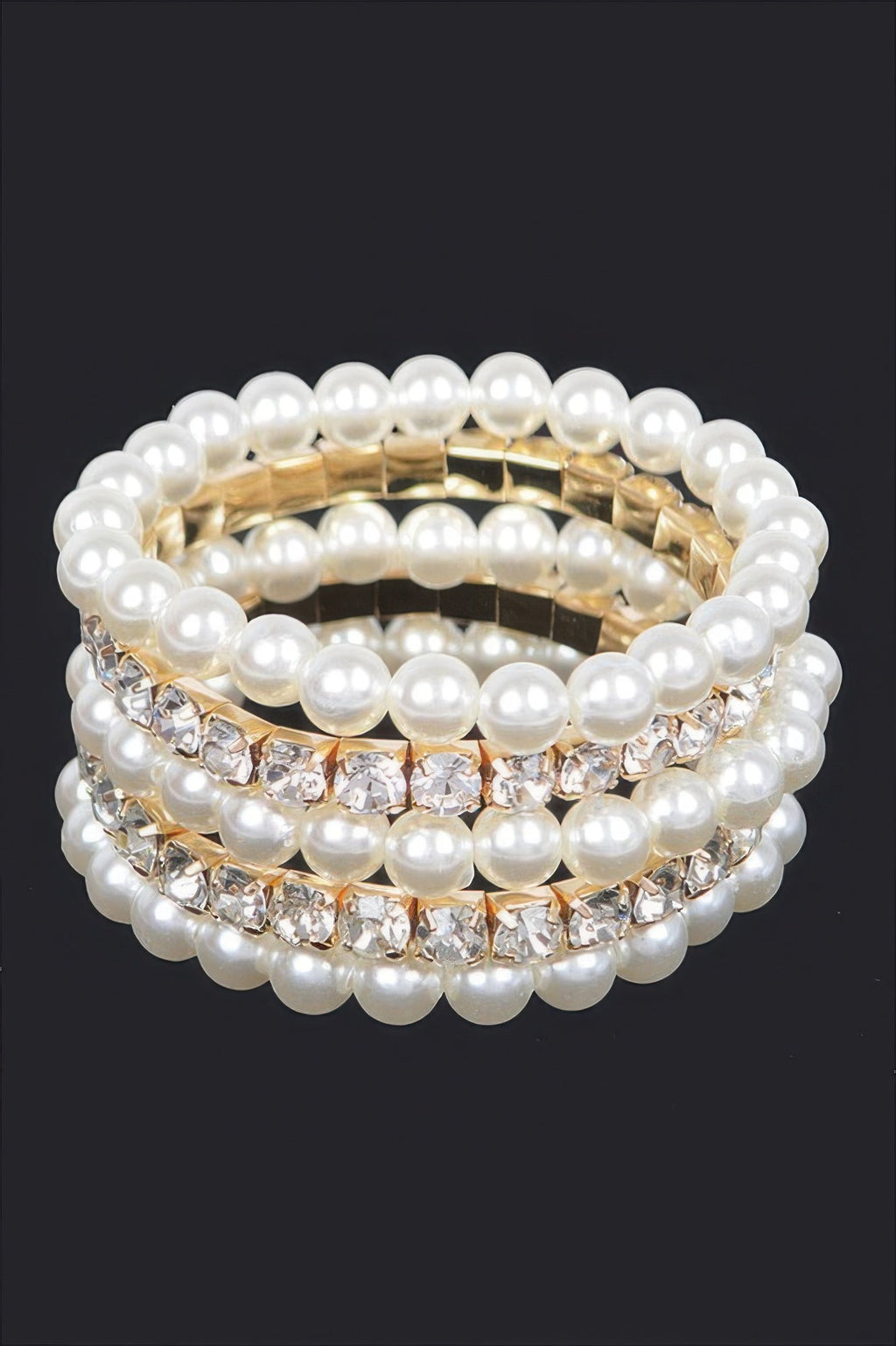 Bracelet extensible en fausses perles et strass