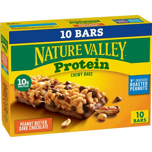 Barres tendres protéinées granola Nature Valley, arachides et chocolat noir, 10 barres, 402 g