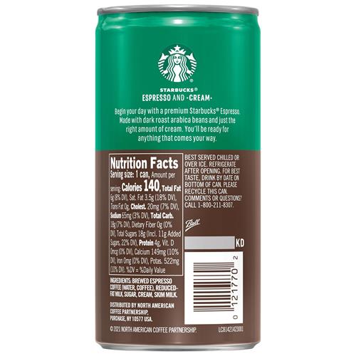 Boisson au café Starbucks Doubleshot Espresso, canettes de 192 ml (paquet de 4)