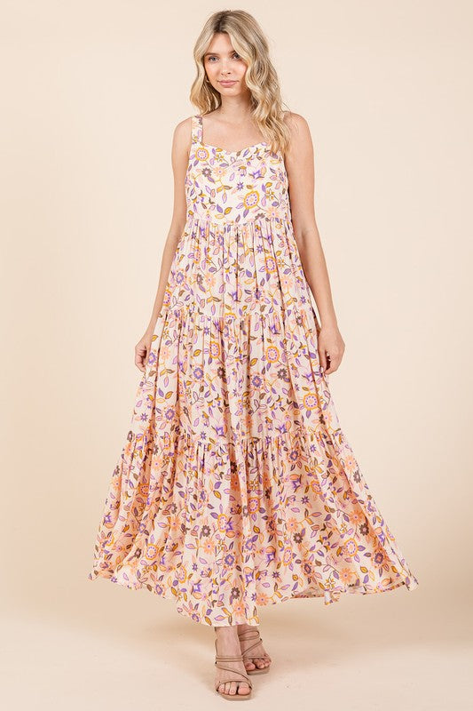 Nouvelle robe longue fluide sans manches à imprimé floral d'été – Robe florale élégante et flatteuse avec taille empire