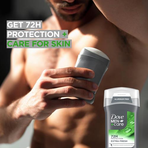 Dove Men+Care Déodorant en stick sans aluminium pour homme, fraîcheur intense, protection anti-odeurs 72 heures, déodorant homme avec 1/4 de crème hydratante, 85 g