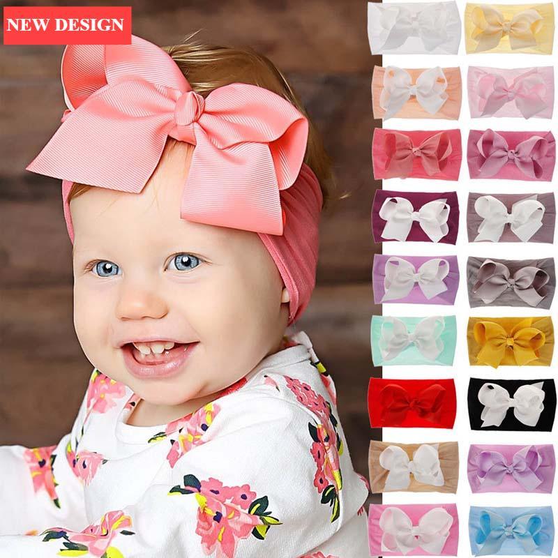 Bandeau pour bébé fille, avec grand nœud, extensible, turban, pour bébés filles
