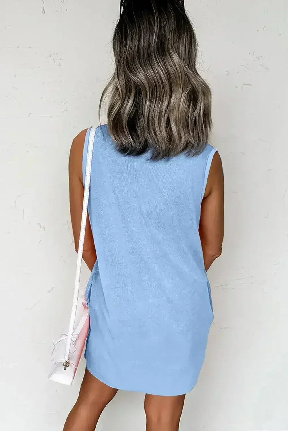 Mini-robe débardeur Beau Blue Mineral Wash à poches