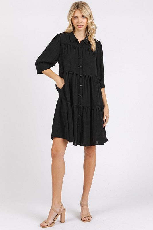 Robe Chemise Étégée à Col et Boutons Pour Femmes – Classique, Élégante, Fluide, Chic et Polyvalente Pour Toutes Les Occasions