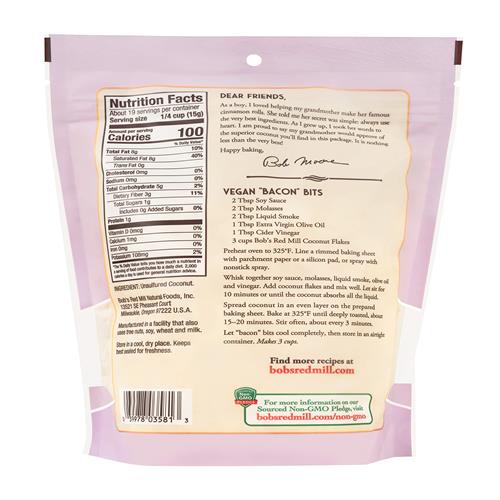 Copeaux de noix de coco Bob's Red Mill, 10 oz (paquet de 1) - Sans OGM, certifié commerce équitable, végétalien, compatible paléo, compatible céto, casher