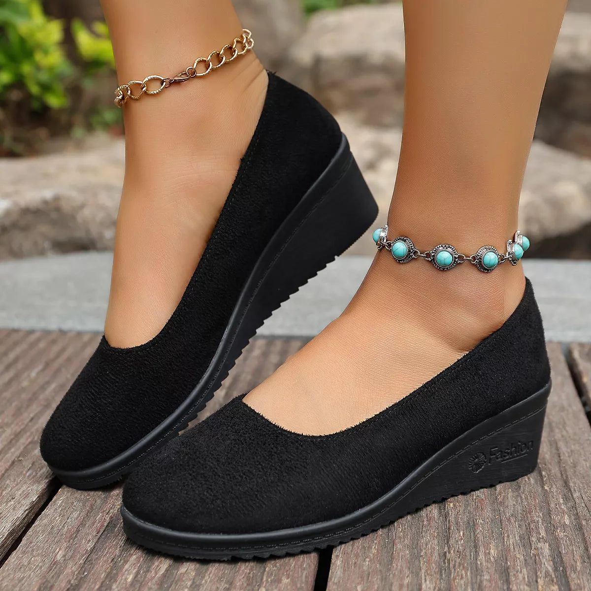Mocassins compensés à enfiler