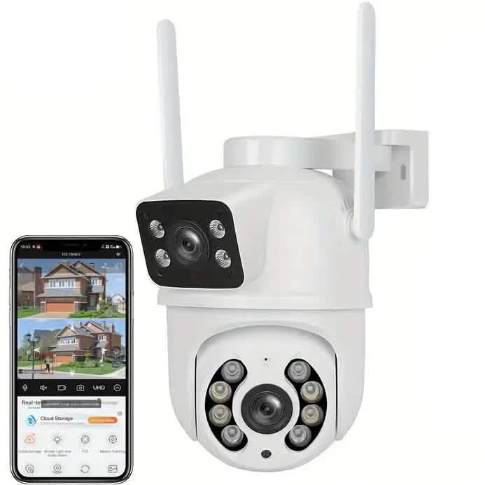 Caméra de sécurité WiFi PTZ 8MP double objectif – Vision nocturne et audio bidirectionnel