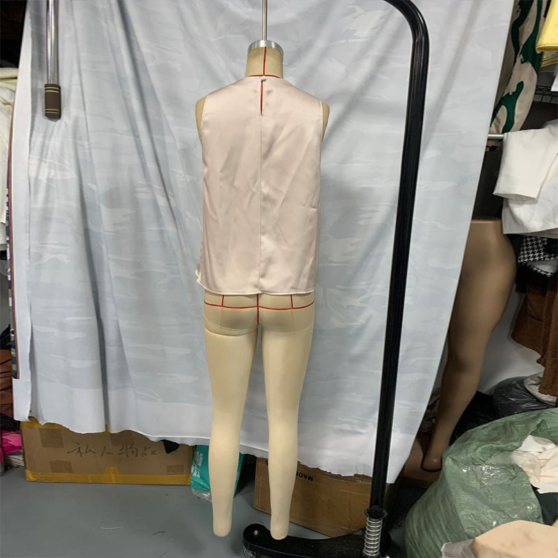 Haut élégant sans manches à col montant pour femme