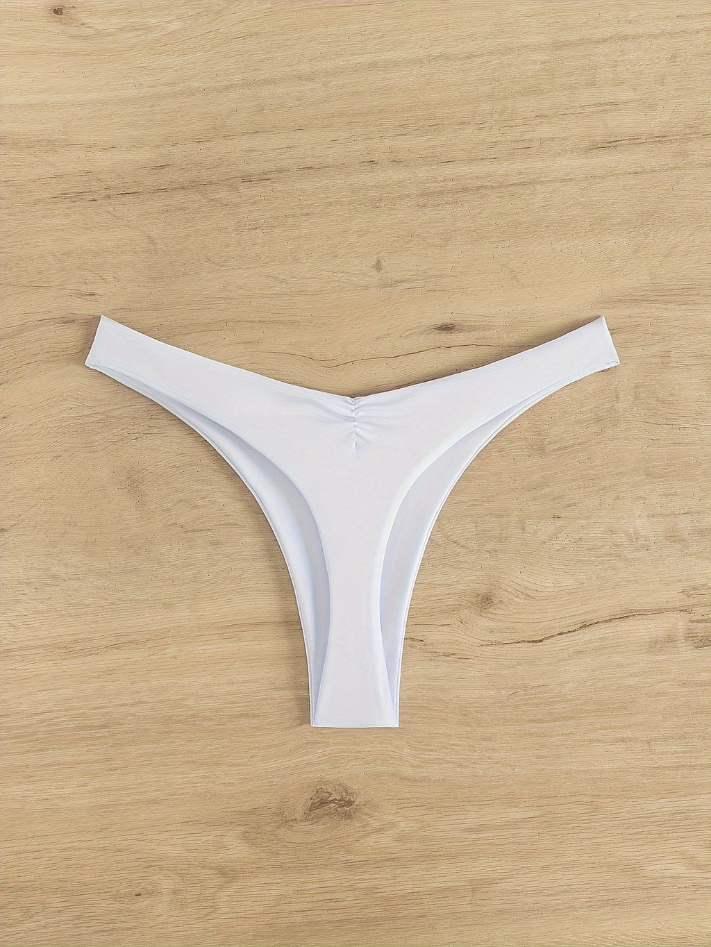 Nouveau bas de maillot de bain brésilien froncé de couleur unie pour femmes – Slip de bain en polyamide très extensible avec coupe flatteuse – Essentiel de maillot de bain décontracté pour la plage, la piscine et les vacances d'été