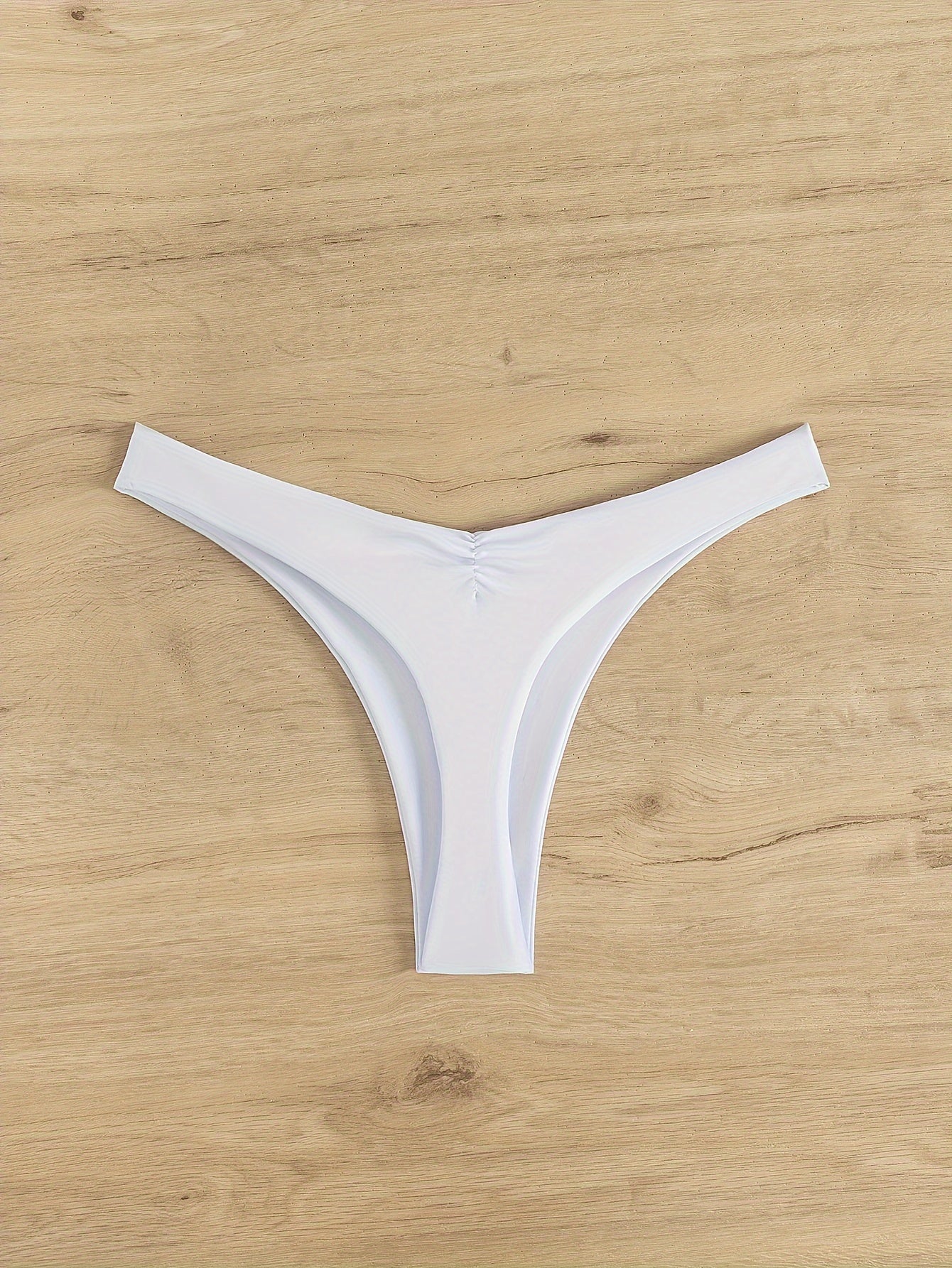 Nouveau bas de maillot de bain brésilien froncé de couleur unie pour femmes – Slip de bain en polyamide très extensible avec coupe flatteuse – Essentiel de maillot de bain décontracté pour la plage, la piscine et les vacances d'été