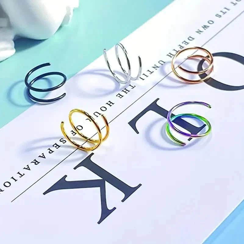 Anneau de nez double hélice en acier inoxydable – Bijoux de piercing plaqués or 14 carats pour femmes