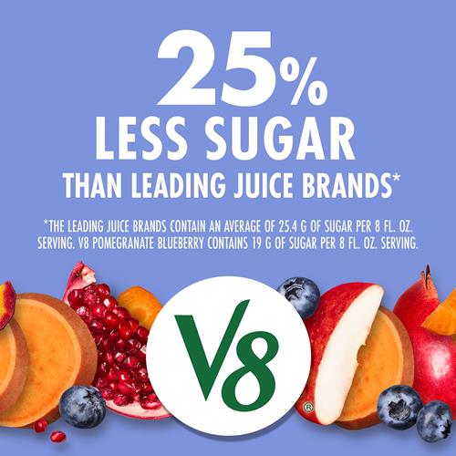 V8 Blends Jus 100% Grenade Myrtille, Mélange de jus de fruits et légumes, Bouteille de 1,36 L