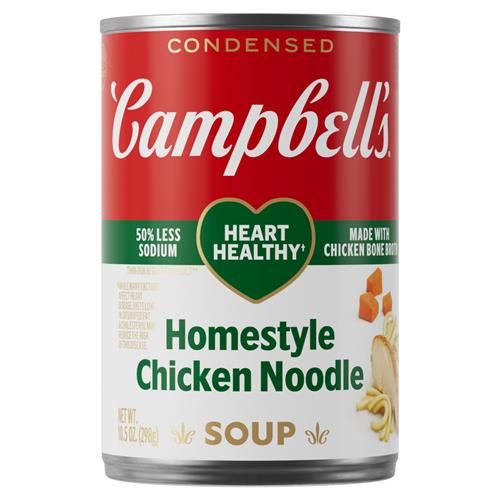 Campbell’s Soupe Poulet et Nouilles de style maison santé pour le cœur condensée, boîte de 298 g