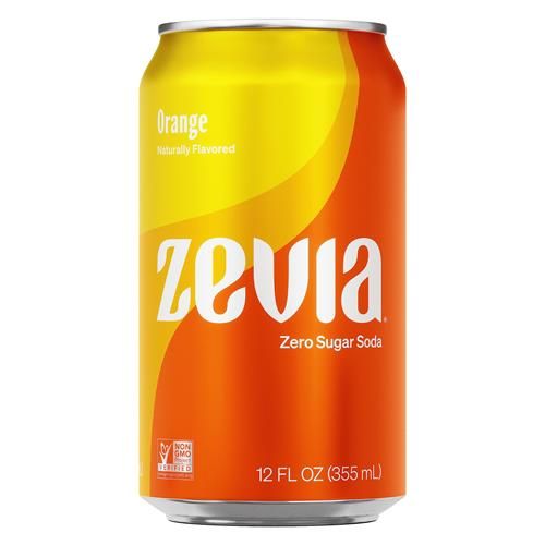 Zevia Zero Sugar Soda, Orange, canettes de 355 ml (paquet de 12)